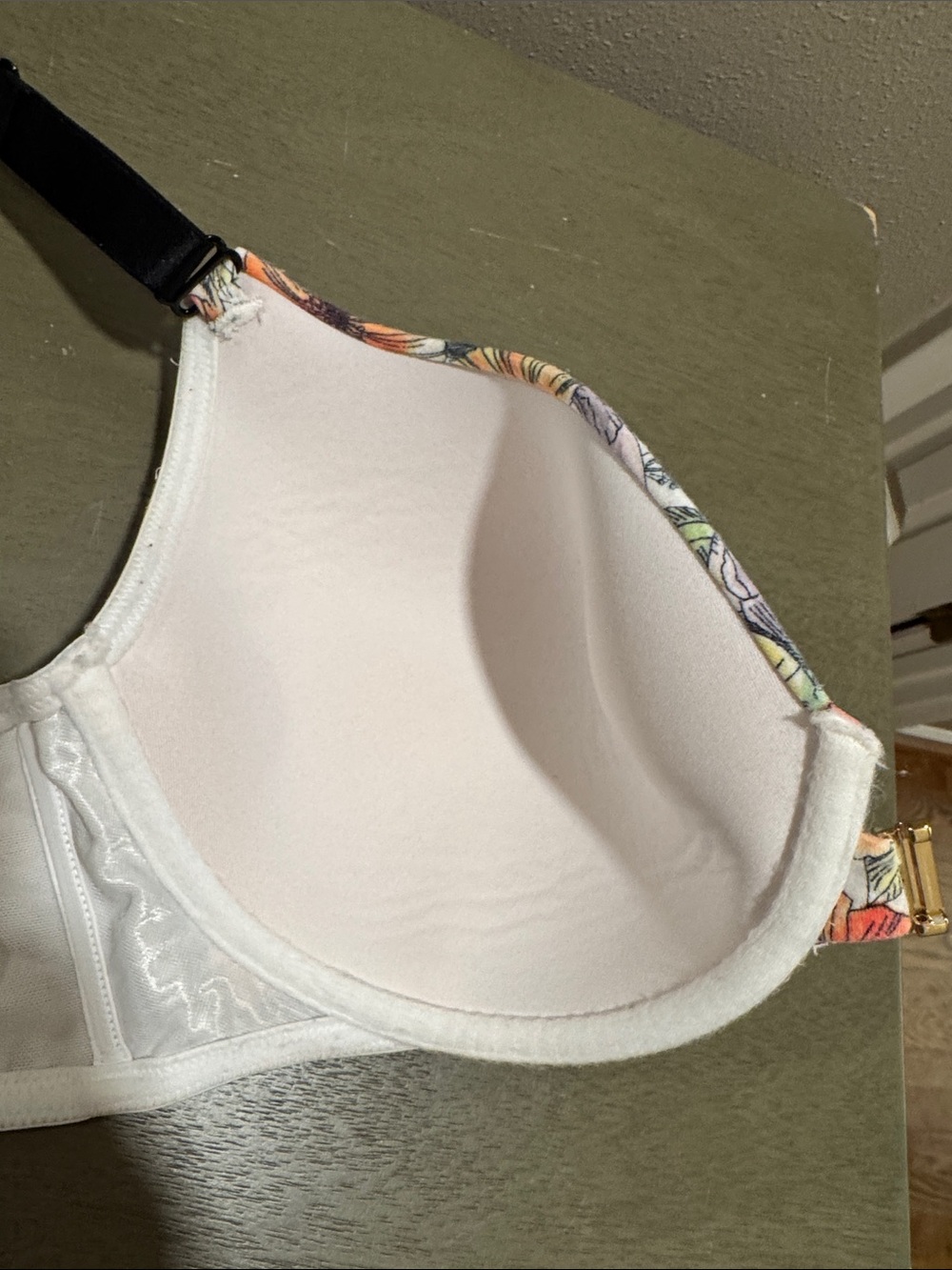 Cacique Orange Floral Padded Bra with Black Racerback size 42C - Picture 5 of 8